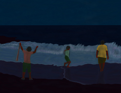 Final fire Island Beach At Night (digital art)