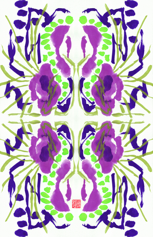Purple Green Floral Pattern, 2023 (gouache on paper, digital)