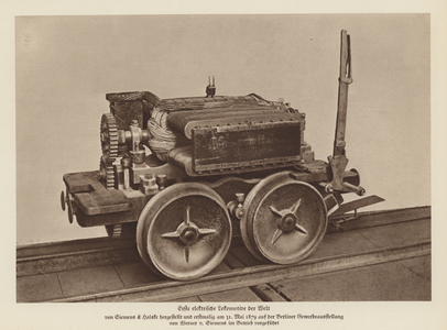 World's first electric locomotive (b/w photo)