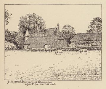 Sussex: Back of Mock Bridge House, Shermanbury where Michael Fairless died (litho)