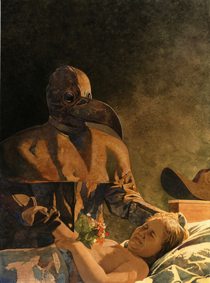 Doctor Death and child, 2002 (w/c on paper)