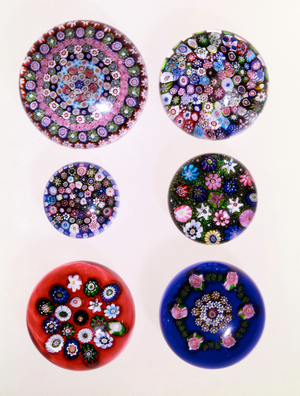 A collection of Clichy Millefiori weights (glass)