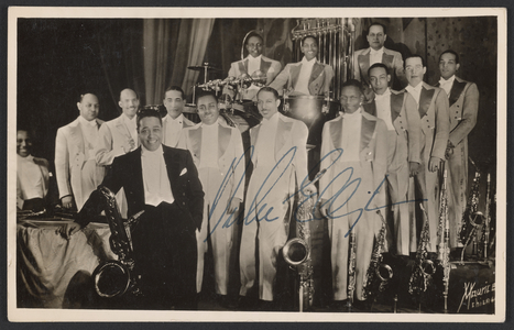 Postcard of Duke Ellington and his Orchestra, with autograph, 1935 (b/w photo)