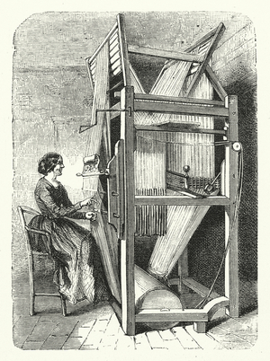 Preparing the pattern for the loom (engraving)