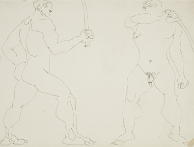 Two nude sword fighters, 1913-14 (circa)        (drawing)
