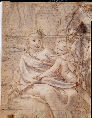 Rest during the flight to Egypt, detail (drawing)