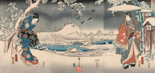 Tale of Genji by Toyokuni and Hiroshige, 1853 (colour woodblock print)