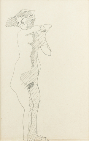 Standing nude woman, (pencil on paper)