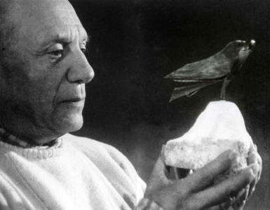 Picasso, still from the film Paul Haesaerts "Visit to Picasso", 1949 (b/w photo)