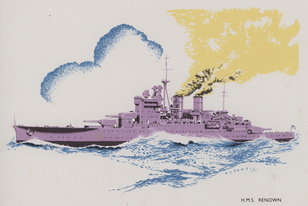 HMS Renown (colour litho)