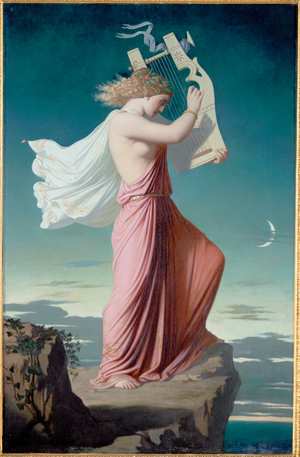 Sappho plays the lyre (painting on canvas)