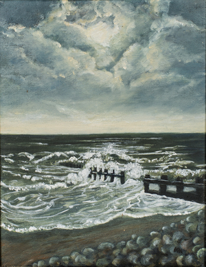 Moon and Breakwater,1997 (oil on canvas)