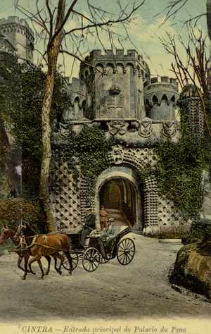 Main entrance of the Palace of Pena, Sintra, Portugal (coloured photo)