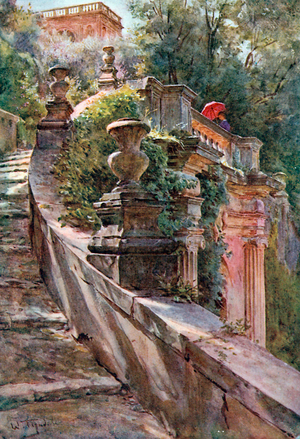 La Scallea Delle Sfinge, Villa D'Este (colour litho)