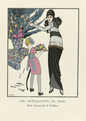 Les Preparatifs de Noel, pub. 1914 (pochoir Print)