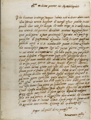 Letter of Benvenuto Cellini