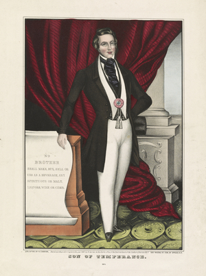 Son of Temperance, litho by N. Currier, pub. 1848 (colour litho)