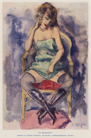 Footwear fetish: woman wearing high-heeled buttoned boots (watercolour)