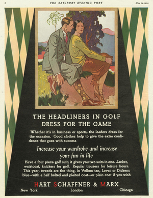 Hart Schaffner Marx Magazine, advert, USA, 1930s