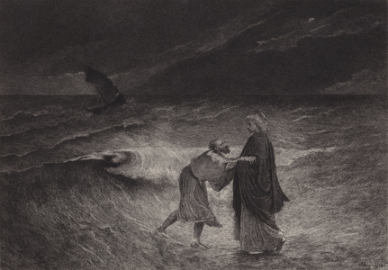 Jesus and St Peter on the Sea (engraving)