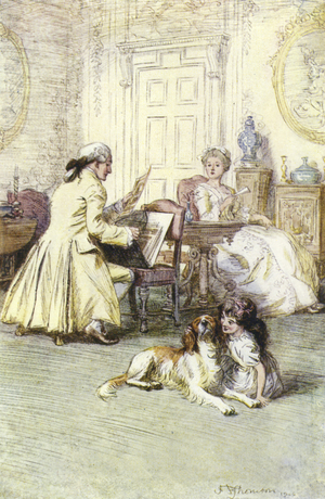 Illustration for Mr Gilfil's Love Story by George Eliot (colour litho)