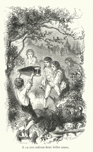 Il en tira radieux deux belles urnes (engraving)