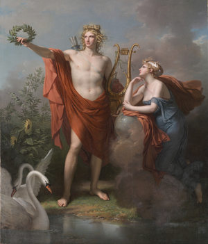 Apollo, God of Light, Eloquence, Poetry and the Fine Arts with Urania, Muse of Astronomy, 1789 (oil on canvas)
