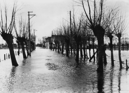 Flooded area behind the Atlantic Wall, 1944 (b/w photo)