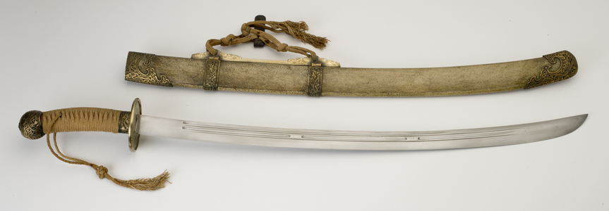 Officer's 'Willow-Leaf Saber' (liuyedao) of the late Qing period, 19th century to early 20th century (steel, brass, wood, rayskin & silk cord)