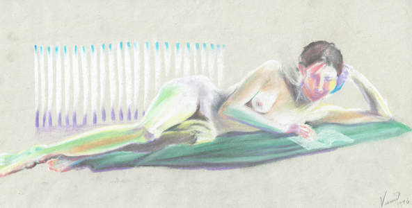 Model, 1996 (pastels on paper)