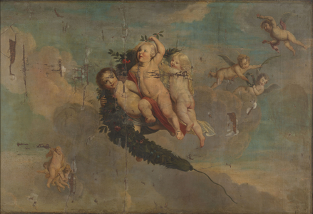 Putti with a Festoon, c.1650 (oil on canvas)