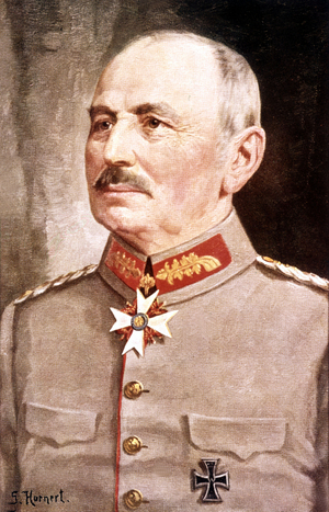 german General Von Kluck who wanted to capture Paris during 1st world war but failed here paintitng by S. Hurnert 1915