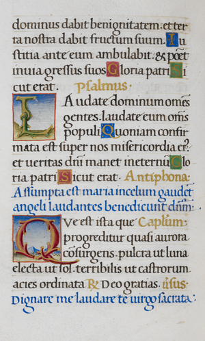 Text pages; initials 'L' and 'Q'