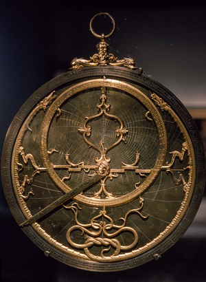 14th-century astrolabe that calculates latitude by the sun and stars. Museum fur K..., 1990s (photo)
