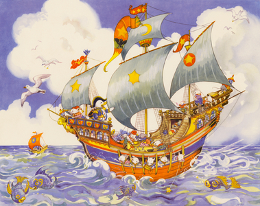 I saw a ship a-sailing (colour litho)