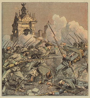 Le combat de nuit sur la place (colour litho)