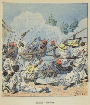 Miliciens et Fahavolos (colour litho)