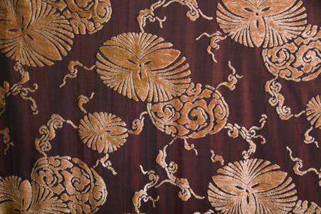 Evening wrap, 1923 (view of fabric detail, Silk voided velvet, satin, tassels, Liberty & Co., England