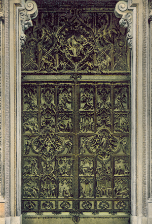 Milano / Milan: Duomo, La porta centrale in bronzo (colour photo)