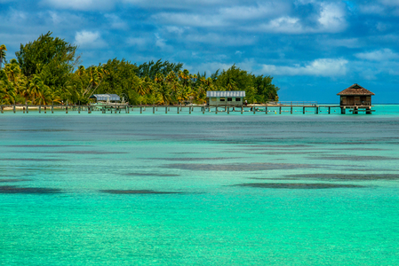 Small pier in Fakarava, Tuamotus Archipelago French Polynesia, Tuamotu Islands, South Pacific, 2020 (photo)