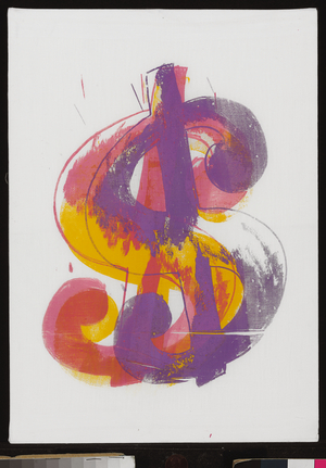 Dollar Sign, c.1982 (silkscreen inks on handkerchief mounted on board)