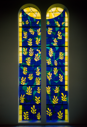 Stained glass window from the Rosaire chapel, also known as the Matisse chapel, 1949-51 (photo)