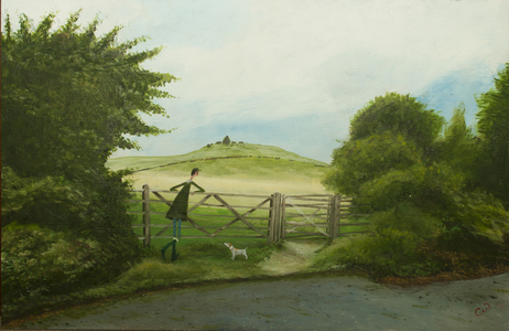 Path to Pirton Hills, 2017 (oil on panel)