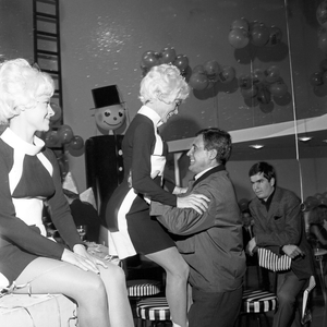 At the set to new year's eve TV show "Ab morgen haben wir Humor", Germany 1960s