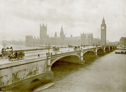 The Houses of Parliament, Westminster (b/w photo)