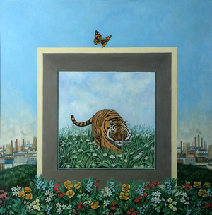 Tiger Mirror Box, 1995 (oil on board)