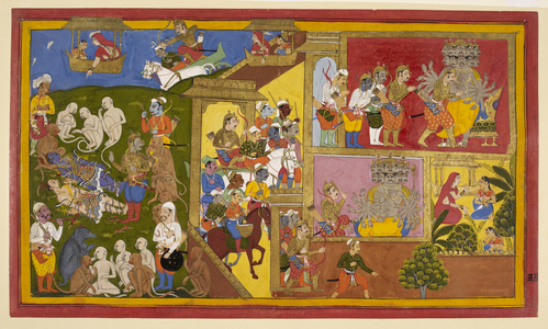 Sahibdin and workshop, Rama and Lakshmana Bound, 1652 (ink & colour and gold on paper)