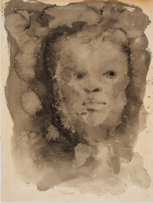 Portrait de femme, c.1985 (watercolour on paper)