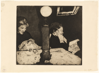 Under the Lamp, c.1882 (soft ground etching & aquatint in black on cream wove paper)