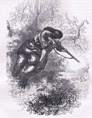 American marksman up a tree, illustration from Cassells History of the United States published by Cassell, Petter & Galpin, c.1900 (litho)